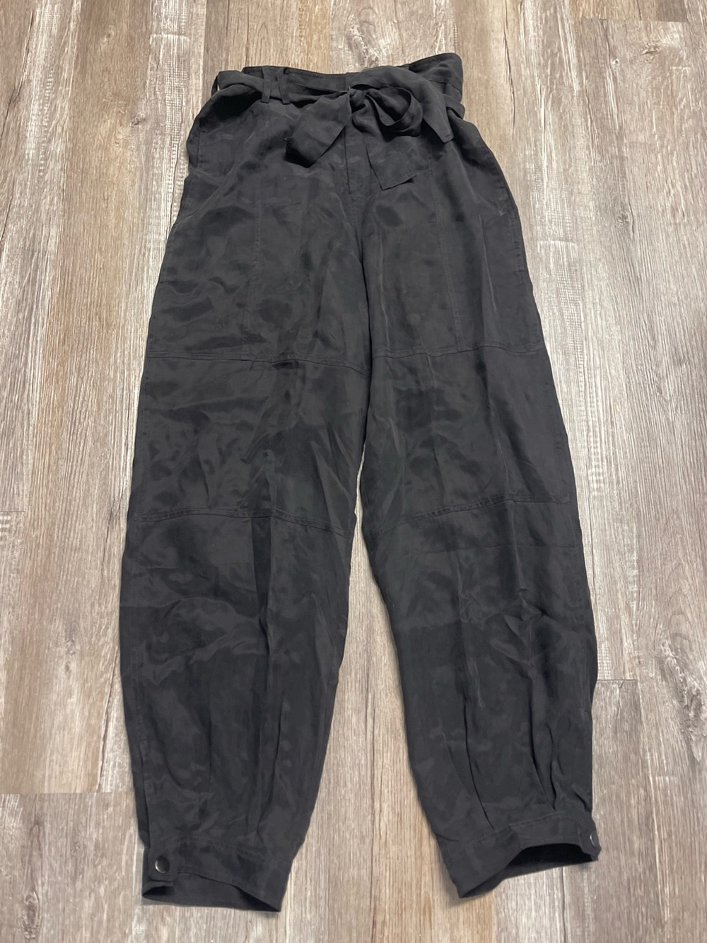 Johnny Was Pete & Greta Deena Paperbag Black Pants With Belt Boho Chic Size 8
